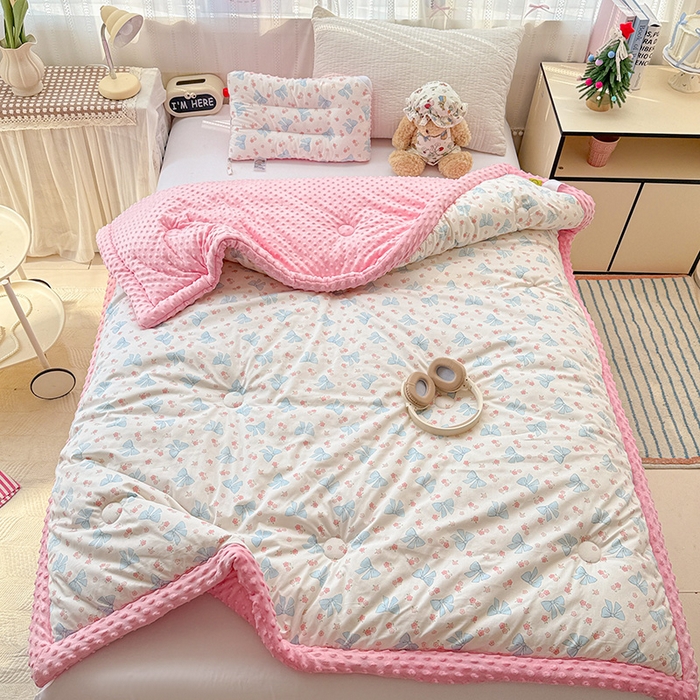 十九色 2025秋冬新款全棉豆豆被春秋被被子被芯 蝴蝶结