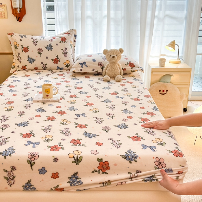 91家纺网 家纺一手货源 找家纺 （总）寻米 2025新款高克重加厚保暖牛奶绒床笠-大床图