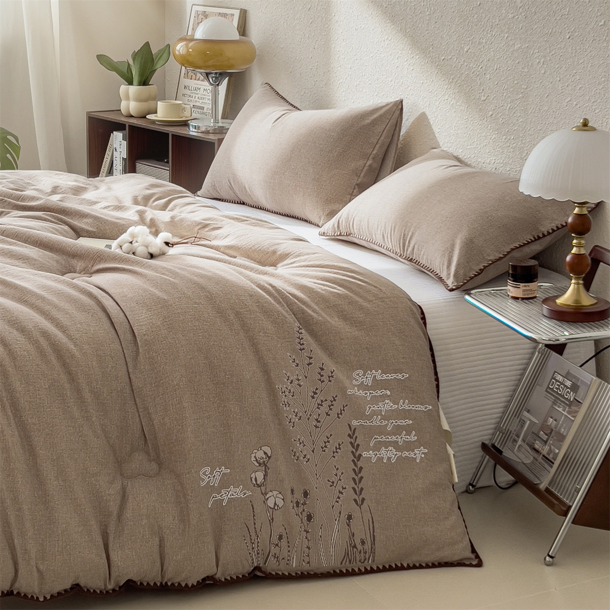 91家纺网 家纺一手货源 找家纺 梵克保罗 2025秋冬新品10A抗菌素麻棉花春秋被冬被被芯跨境外贸 素麻-墨染棕