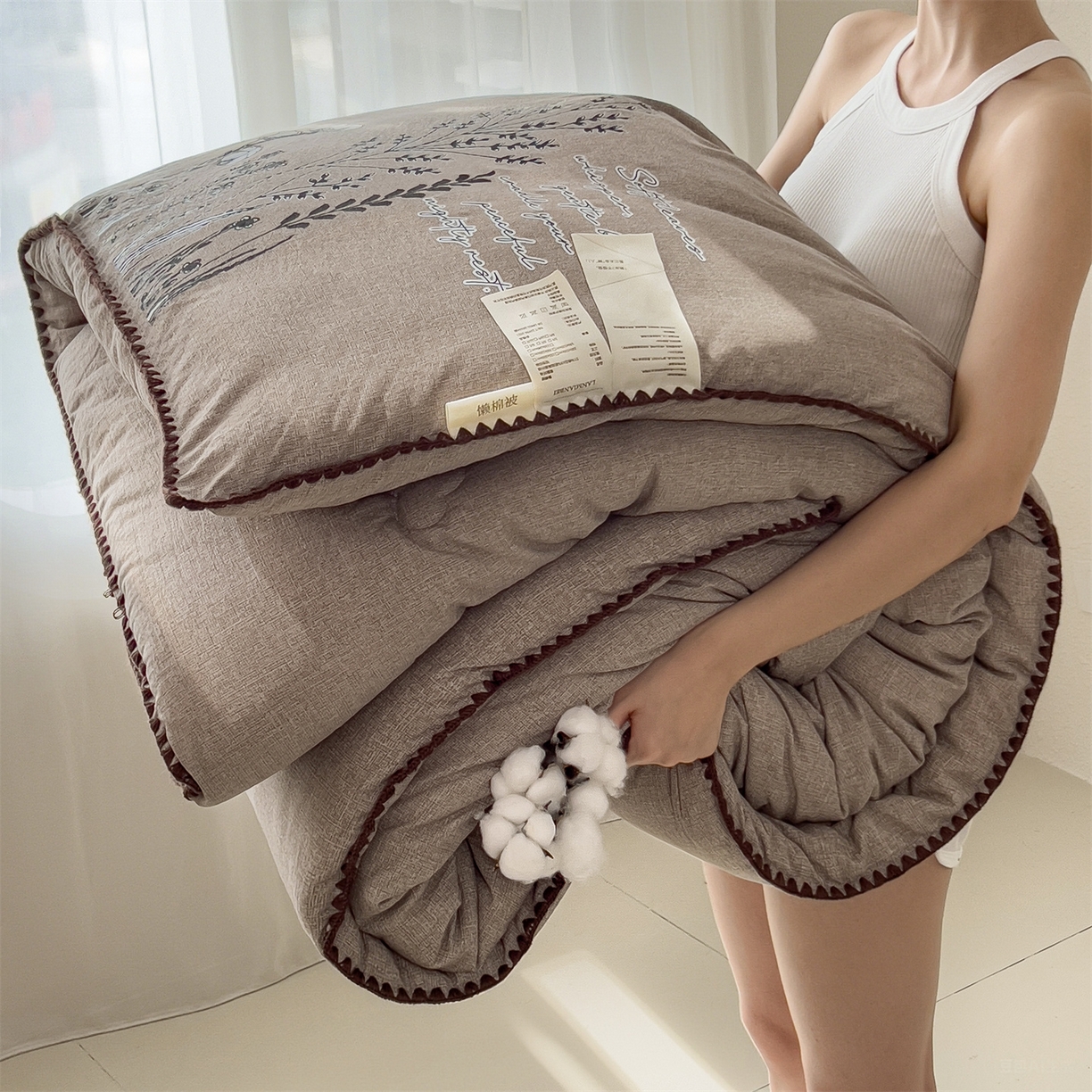 91家纺网 家纺一手货源 找家纺 （总）梵克保罗 2025秋冬新品10A抗菌素麻棉花春秋被冬被被芯跨境外贸