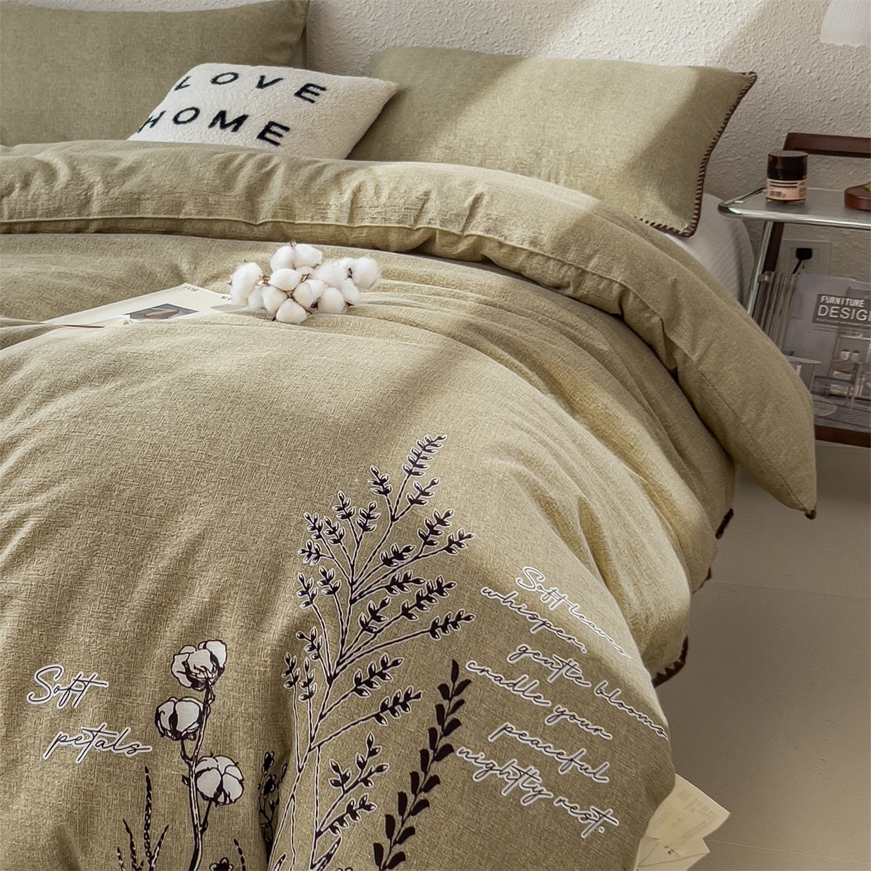 91家纺网 家纺一手货源 找家纺 梵克保罗 2025秋冬新品10A抗菌素麻棉花春秋被冬被被芯跨境外贸 素麻-墨染绿