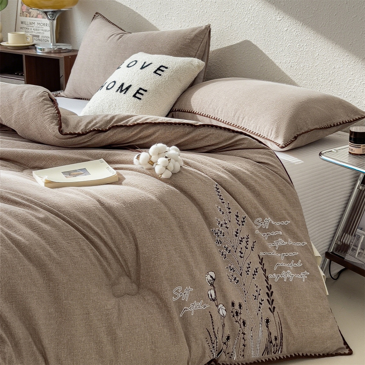 91家纺网 家纺一手货源 找家纺 梵克保罗 2025秋冬新品10A抗菌素麻棉花春秋被冬被被芯跨境外贸 素麻-墨染棕