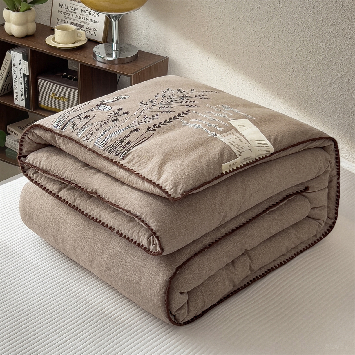 91家纺网 家纺一手货源 找家纺 梵克保罗 2025秋冬新品10A抗菌素麻棉花春秋被冬被被芯跨境外贸 素麻-墨染棕