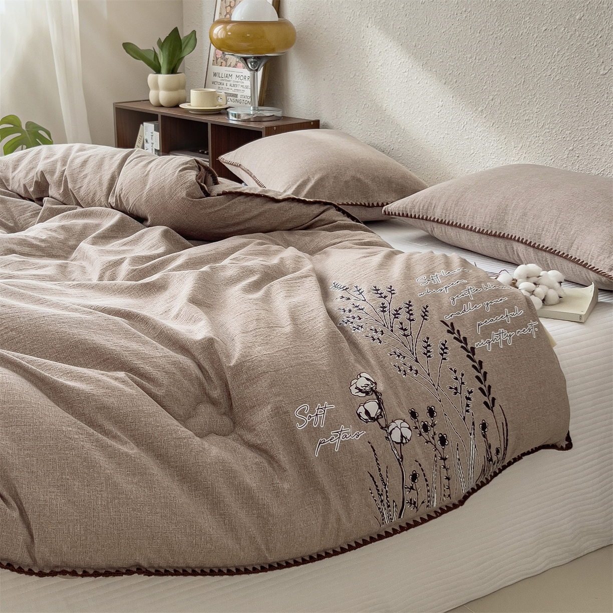 91家纺网 家纺一手货源 找家纺 梵克保罗 2025秋冬新品10A抗菌素麻棉花春秋被冬被被芯跨境外贸 素麻-墨染棕