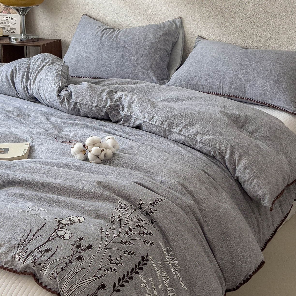 91家纺网 家纺一手货源 找家纺 梵克保罗 2025秋冬新品10A抗菌素麻棉花春秋被冬被被芯跨境外贸 素麻-墨染蓝