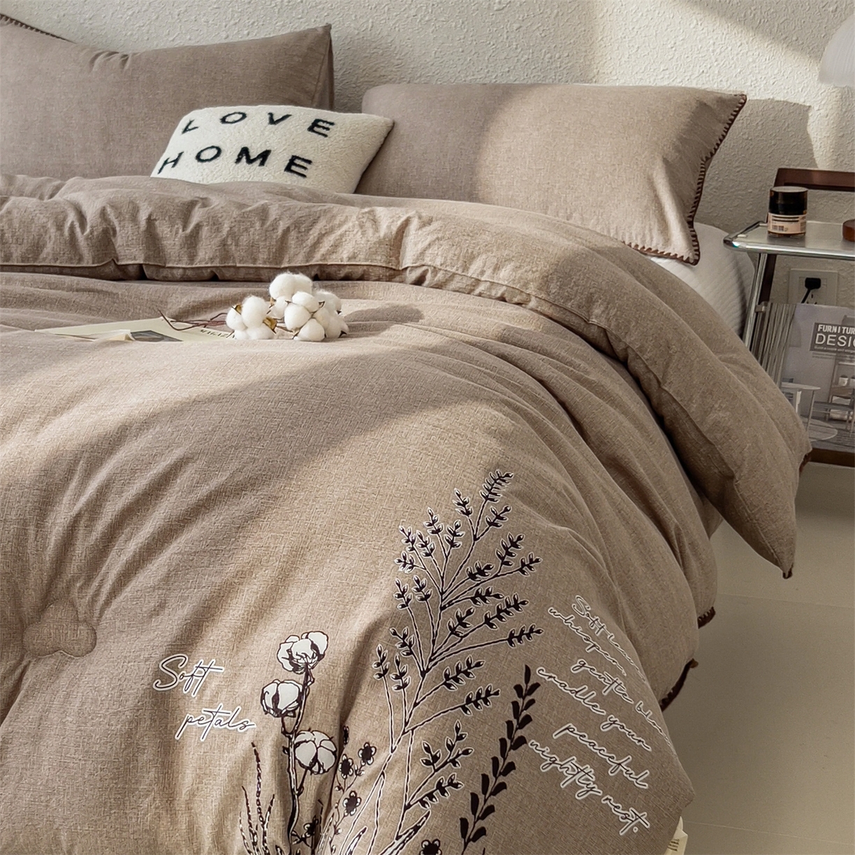 91家纺网 家纺一手货源 找家纺 梵克保罗 2025秋冬新品10A抗菌素麻棉花春秋被冬被被芯跨境外贸 素麻-墨染棕