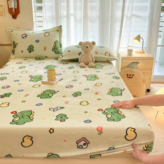 91家纺网 家纺一手货源 找家纺 （总）寻米 2025新款高克重加厚保暖牛奶绒床笠-大床图