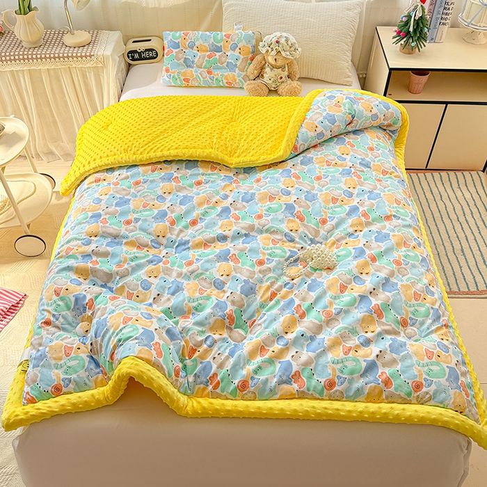 十九色 2025秋冬新款全棉豆豆被春秋被被子被芯 蓝鼠宝宝