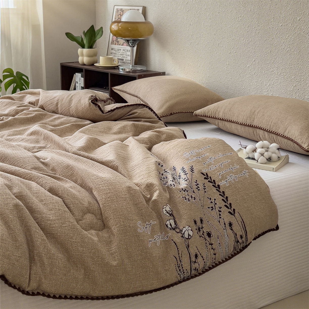 91家纺网 家纺一手货源 找家纺 梵克保罗 2025秋冬新品10A抗菌素麻棉花春秋被冬被被芯跨境外贸 素麻-墨染咖