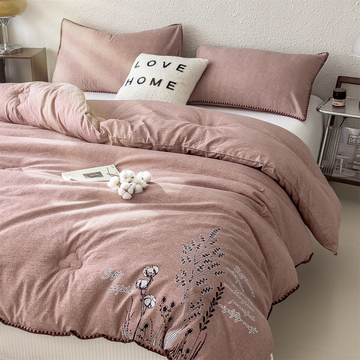 91家纺网 家纺一手货源 找家纺 梵克保罗 2025秋冬新品10A抗菌素麻棉花春秋被冬被被芯跨境外贸 素麻-墨染粉