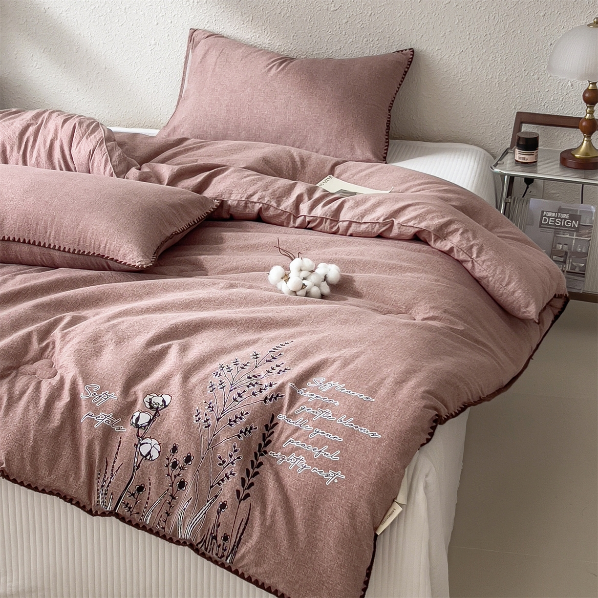 91家纺网 家纺一手货源 找家纺 梵克保罗 2025秋冬新品10A抗菌素麻棉花春秋被冬被被芯跨境外贸 素麻-墨染粉