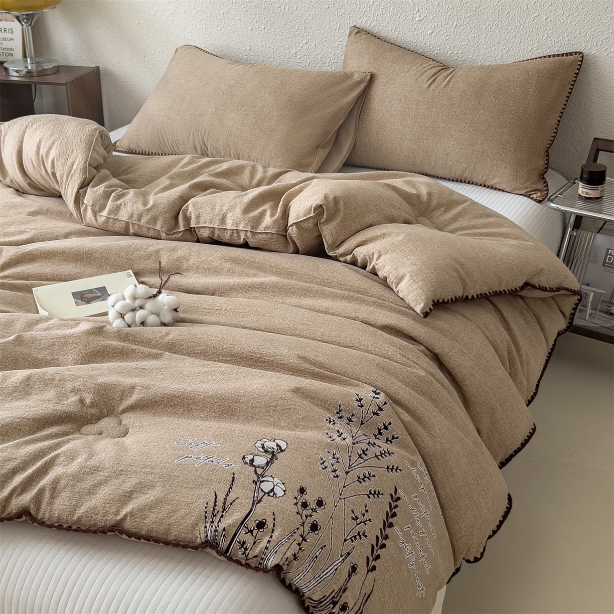 91家纺网 家纺一手货源 找家纺 梵克保罗 2025秋冬新品10A抗菌素麻棉花春秋被冬被被芯跨境外贸 素麻-墨染咖