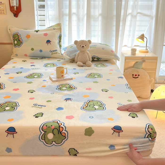 91家纺网 家纺一手货源 找家纺 （总）寻米 2025新款高克重加厚保暖牛奶绒床笠-大床图