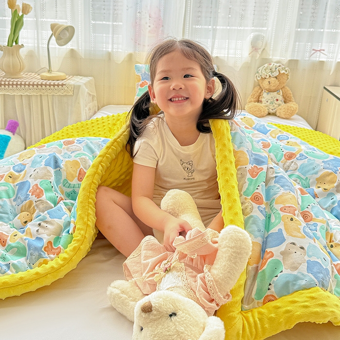 91家纺网 家纺一手货源 找家纺 十九色 2025秋冬新款全棉豆豆被春秋被被子被芯 蓝鼠宝宝