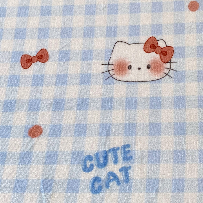 91家纺网 家纺一手货源 找家纺 葡萄家 2025年新款牛奶绒印花单床笠萌系卡通床笠款 蓝格猫咪