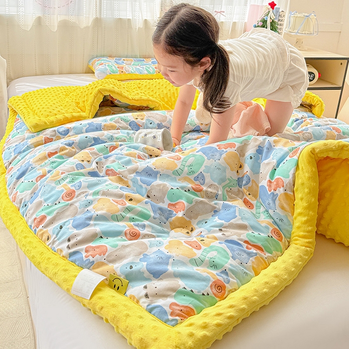 91家纺网 家纺一手货源 找家纺 十九色 2025秋冬新款全棉豆豆被春秋被被子被芯 蓝鼠宝宝