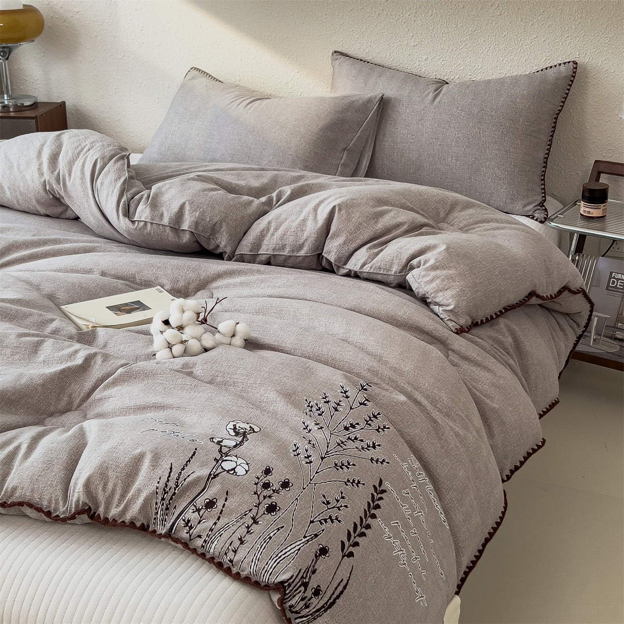 91家纺网 家纺一手货源 找家纺 梵克保罗 2025秋冬新品10A抗菌素麻棉花春秋被冬被被芯跨境外贸 素麻-墨染灰