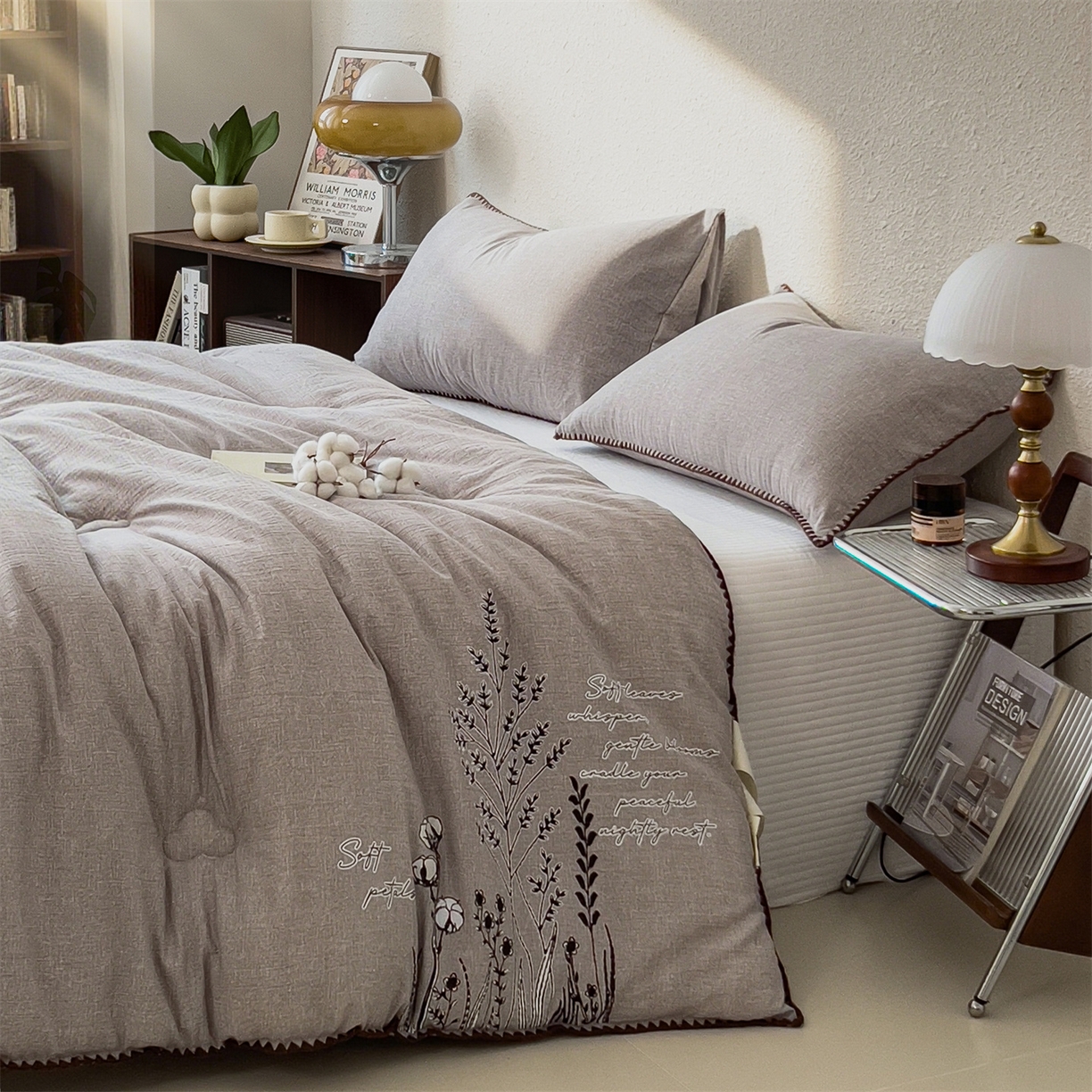 91家纺网 家纺一手货源 找家纺 梵克保罗 2025秋冬新品10A抗菌素麻棉花春秋被冬被被芯跨境外贸 素麻-墨染灰