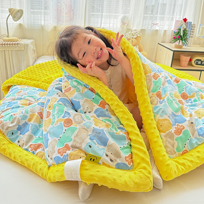 91家纺网 家纺一手货源 找家纺 十九色 2025秋冬新款全棉豆豆被春秋被被子被芯 蓝鼠宝宝