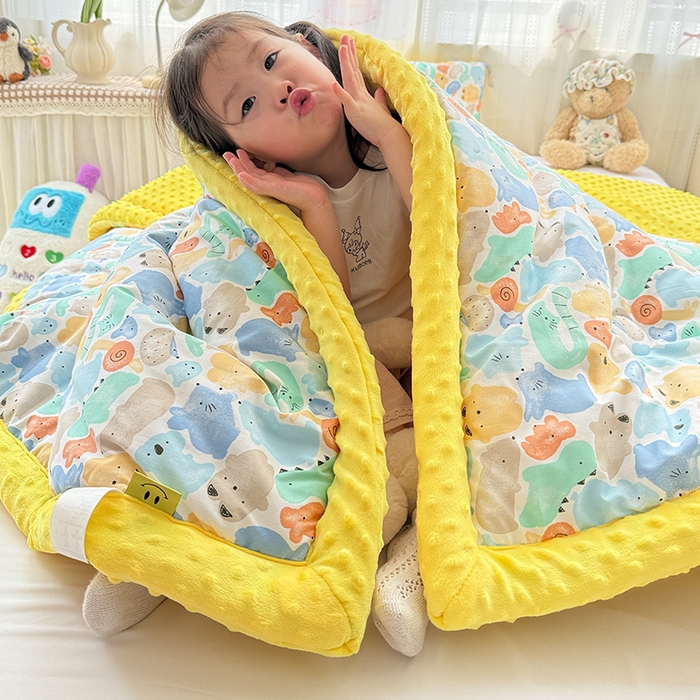 91家纺网 家纺一手货源 找家纺 十九色 2025秋冬新款全棉豆豆被春秋被被子被芯 蓝鼠宝宝