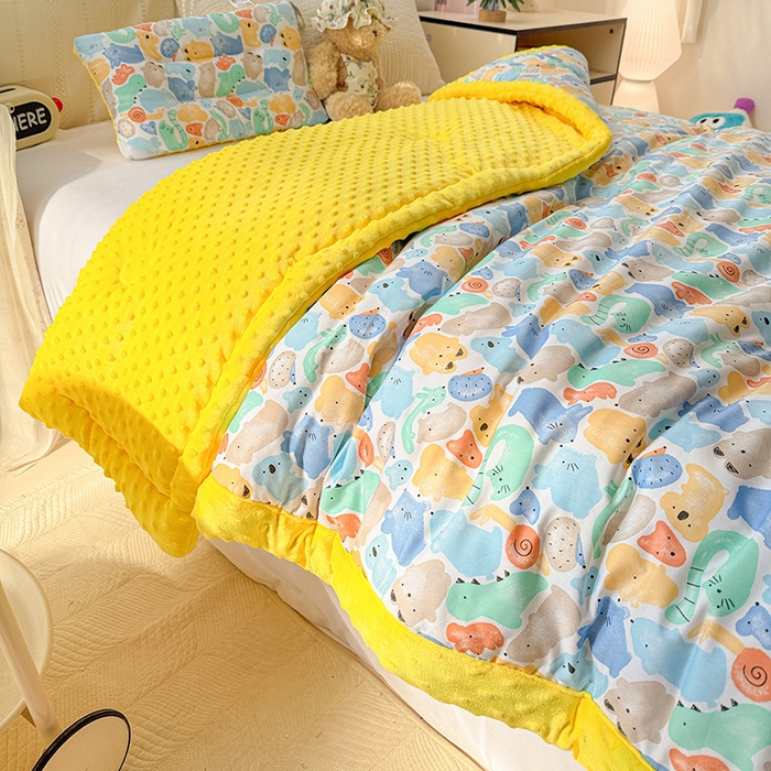 91家纺网 家纺一手货源 找家纺 十九色 2025秋冬新款全棉豆豆被春秋被被子被芯 蓝鼠宝宝