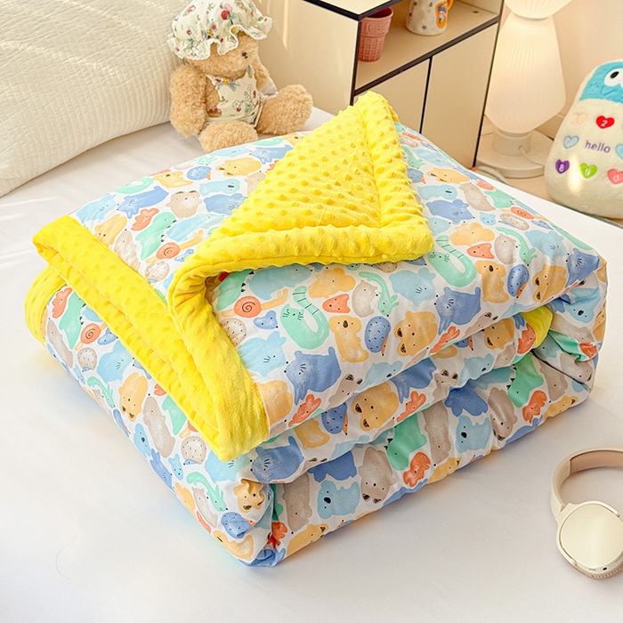 91家纺网 家纺一手货源 找家纺 十九色 2025秋冬新款全棉豆豆被春秋被被子被芯 蓝鼠宝宝