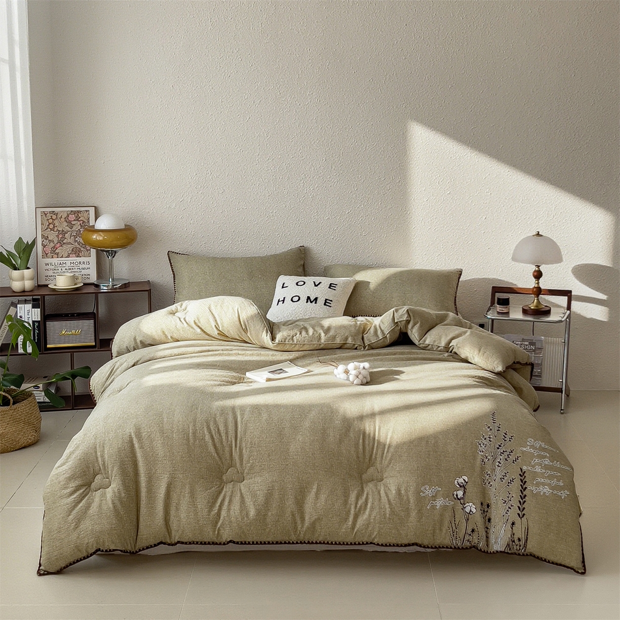 91家纺网 家纺一手货源 找家纺 梵克保罗 2025秋冬新品10A抗菌素麻棉花春秋被冬被被芯跨境外贸 素麻-墨染绿