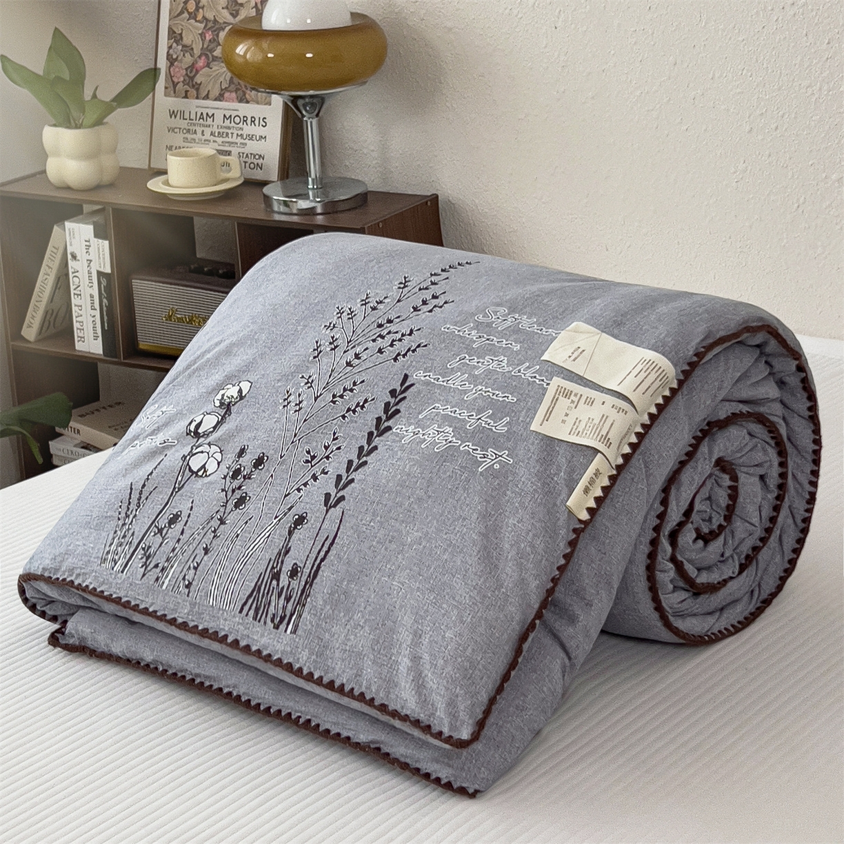 91家纺网 家纺一手货源 找家纺 梵克保罗 2025秋冬新品10A抗菌素麻棉花春秋被冬被被芯跨境外贸 素麻-墨染蓝