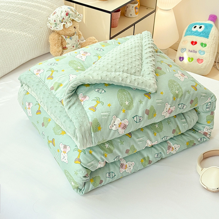 91家纺网 家纺一手货源 找家纺 十九色 2025秋冬新款全棉豆豆被春秋被被子被芯 慕斯熊