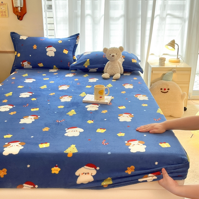 91家纺网 家纺一手货源 找家纺 （总）寻米 2025新款高克重加厚保暖牛奶绒床笠-大床图