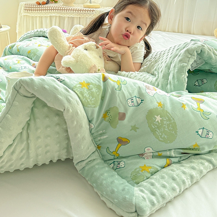 91家纺网 家纺一手货源 找家纺 十九色 2025秋冬新款全棉豆豆被春秋被被子被芯 慕斯熊