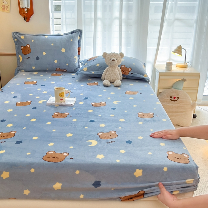 91家纺网 家纺一手货源 找家纺 （总）寻米 2025新款高克重加厚保暖牛奶绒床笠-大床图