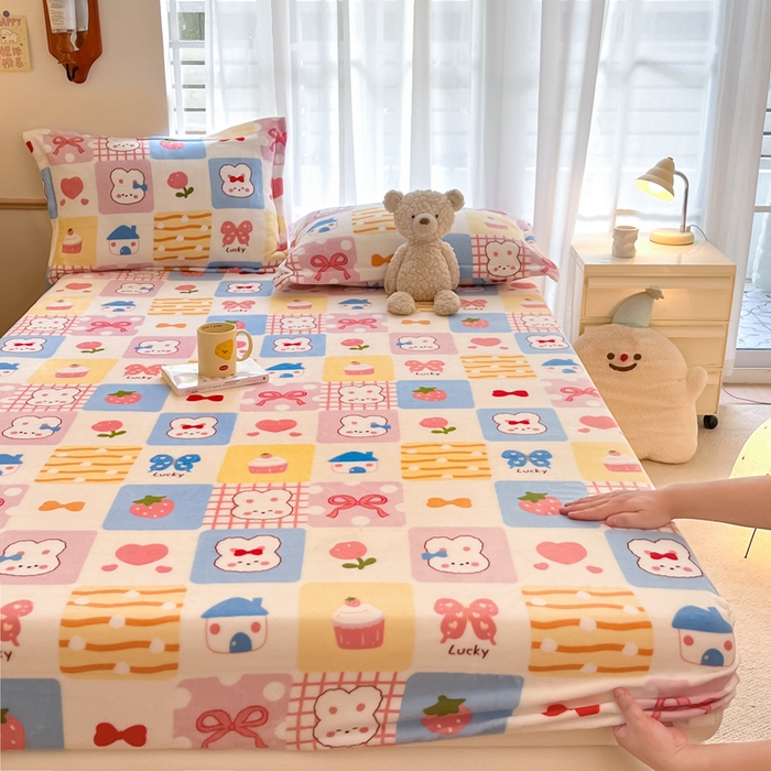 91家纺网 家纺一手货源 找家纺 （总）寻米 2025新款高克重加厚保暖牛奶绒床笠-大床图