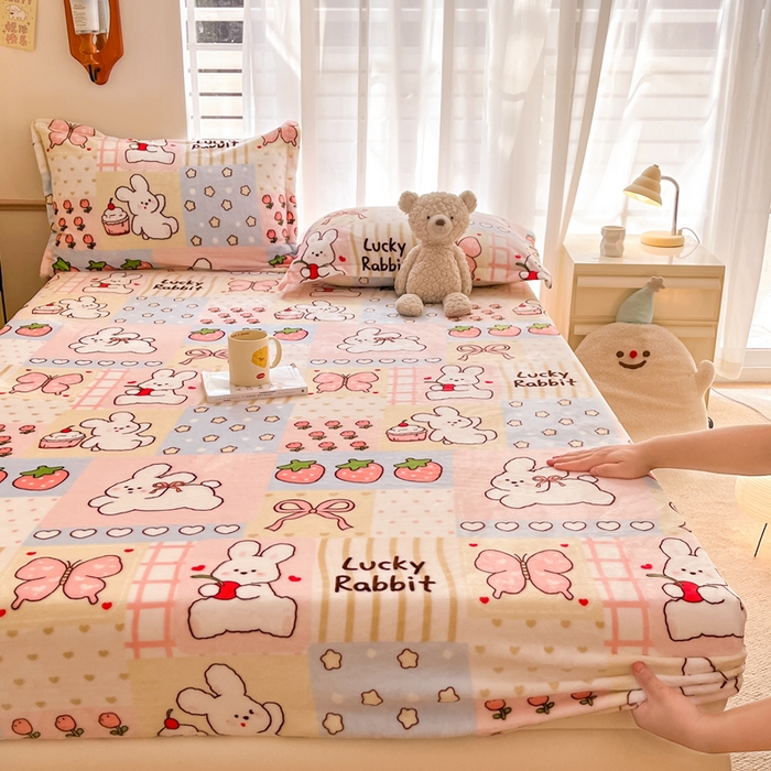 91家纺网 家纺一手货源 找家纺 （总）寻米 2025新款高克重加厚保暖牛奶绒床笠-大床图