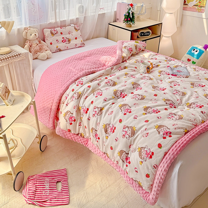 91家纺网 家纺一手货源 找家纺 十九色 2025秋冬新款全棉豆豆被春秋被被子被芯 芝芝酱