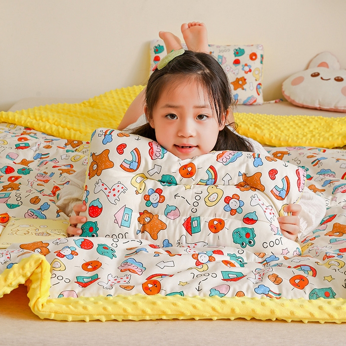 91家纺网 家纺一手货源 找家纺 十九色 2025秋冬新款全棉豆豆被春秋被被子被芯 彩虹乐园