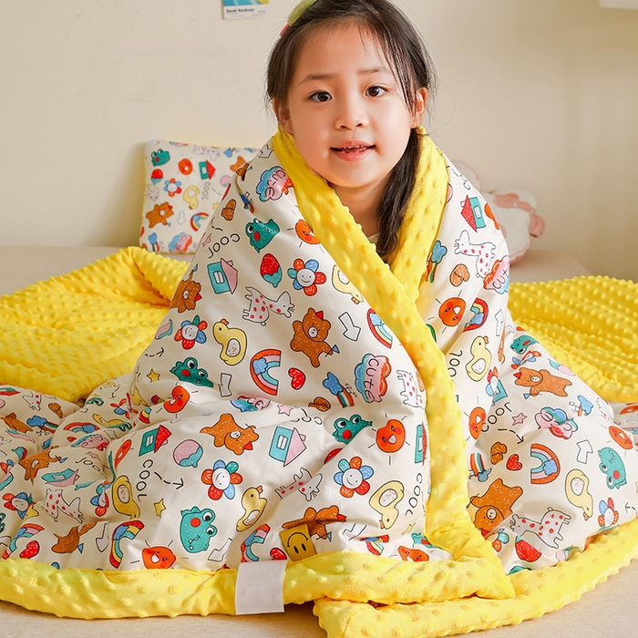 91家纺网 家纺一手货源 找家纺 十九色 2025秋冬新款全棉豆豆被春秋被被子被芯 彩虹乐园