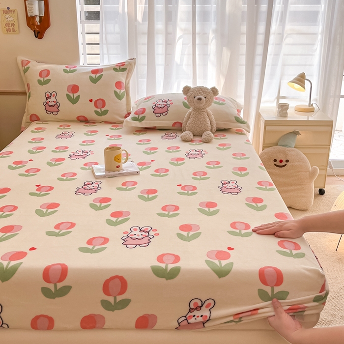 91家纺网 家纺一手货源 找家纺 （总）寻米 2025新款高克重加厚保暖牛奶绒床笠-大床图