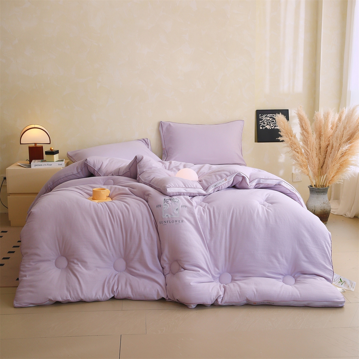 91家纺网 家纺一手货源 找家纺 梵克保罗 2025秋冬新品10A抗菌立体单人被双人被春秋被子被芯外贸-金阙朝岚 金阙朝岚-紫色