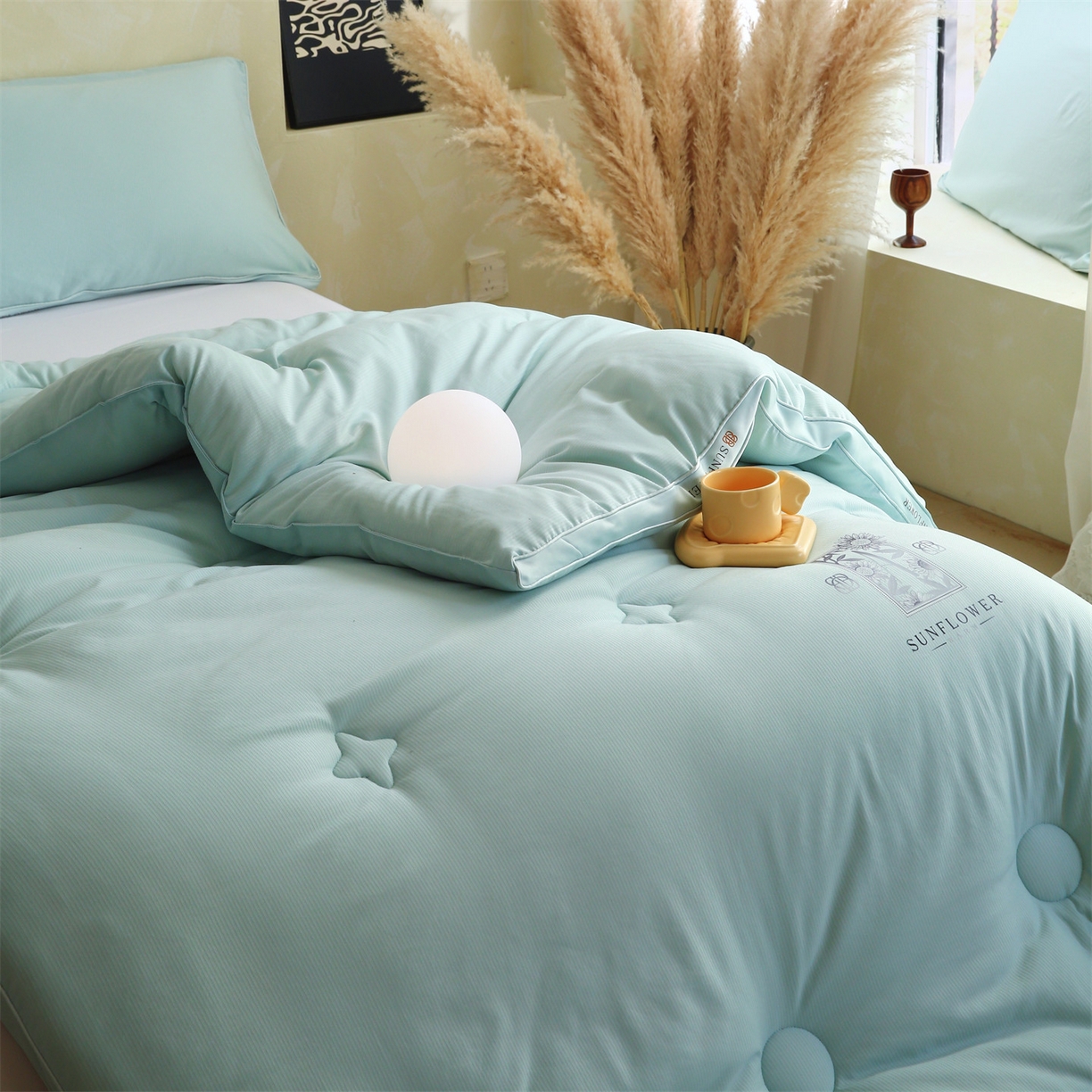 91家纺网 家纺一手货源 找家纺 梵克保罗 2025秋冬新品10A抗菌立体单人被双人被春秋被子被芯外贸-金阙朝岚 金阙朝岚-绿色