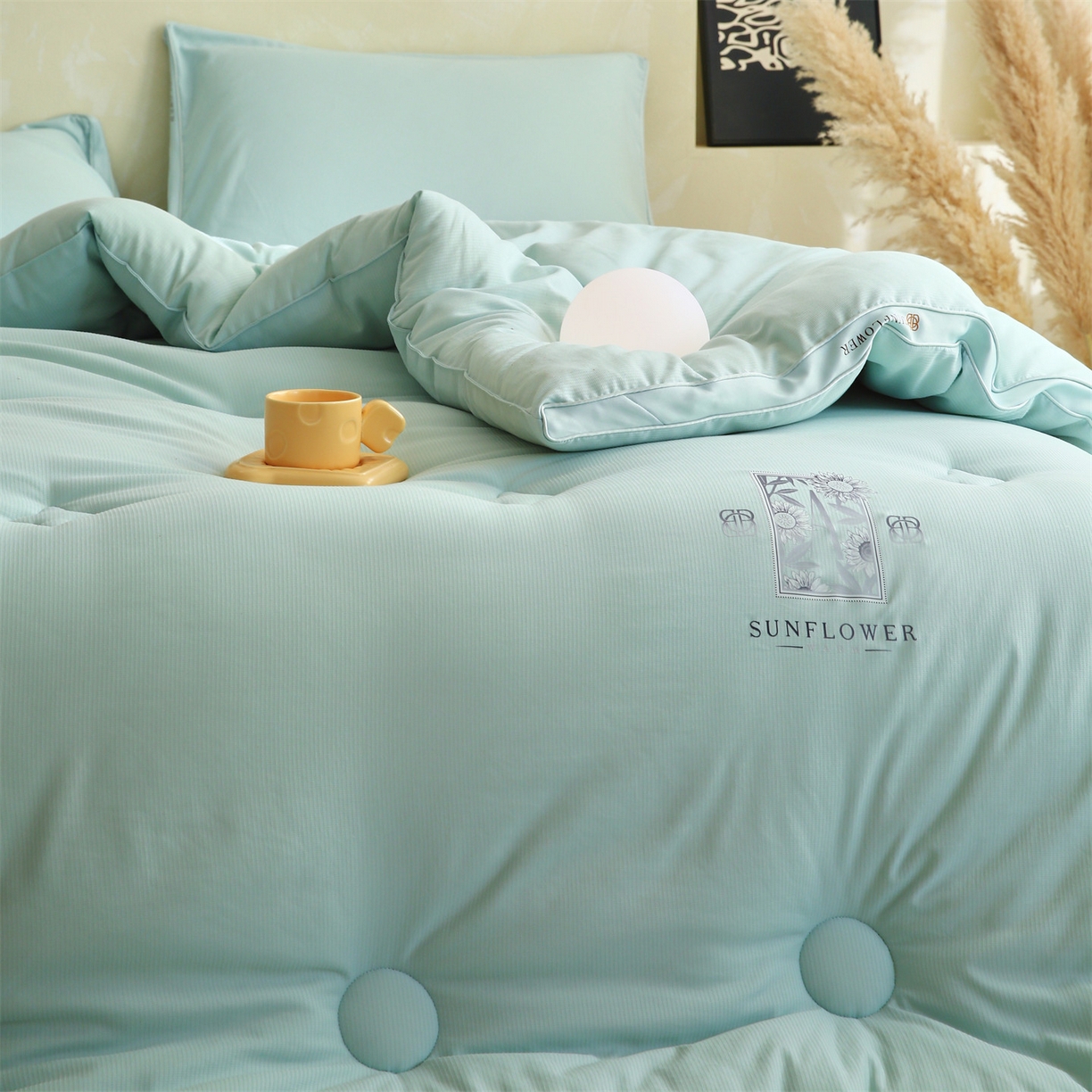 91家纺网 家纺一手货源 找家纺 梵克保罗 2025秋冬新品10A抗菌立体单人被双人被春秋被子被芯外贸-金阙朝岚 金阙朝岚-绿色