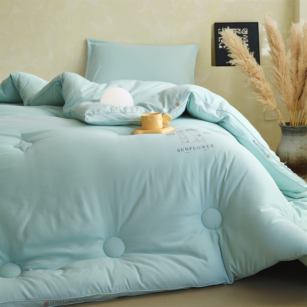 91家纺网 家纺一手货源 找家纺 梵克保罗 2025秋冬新品10A抗菌立体单人被双人被春秋被子被芯外贸-金阙朝岚 金阙朝岚-绿色