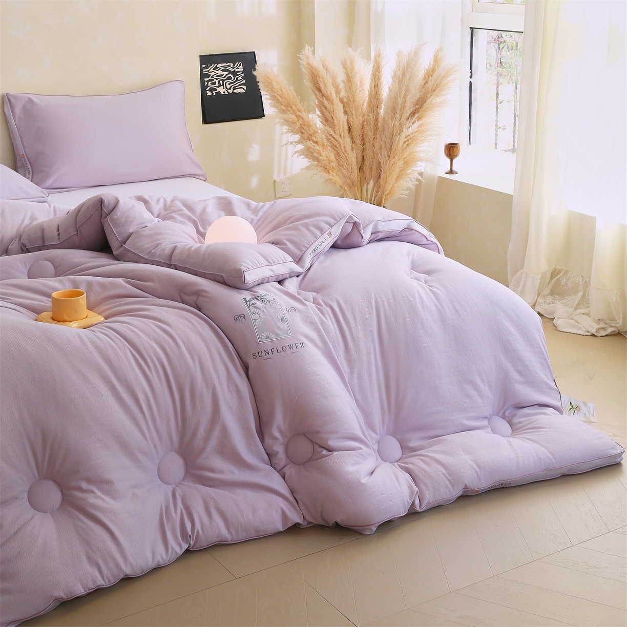 91家纺网 家纺一手货源 找家纺 梵克保罗 2025秋冬新品10A抗菌立体单人被双人被春秋被子被芯外贸-金阙朝岚 金阙朝岚-紫色