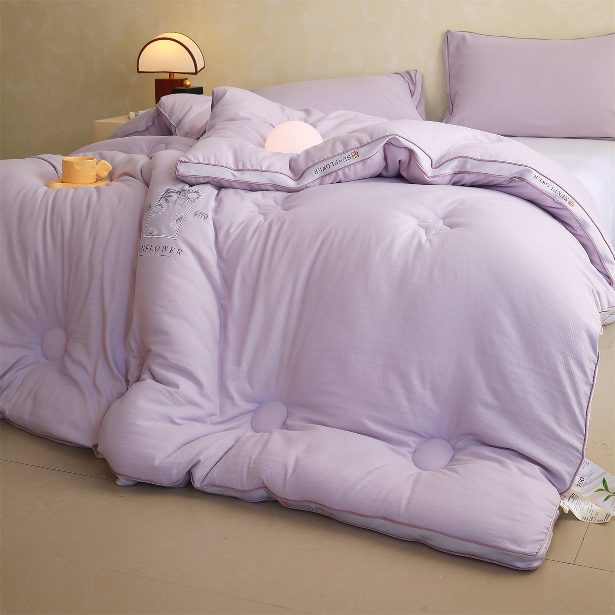 91家纺网 家纺一手货源 找家纺 梵克保罗 2025秋冬新品10A抗菌立体单人被双人被春秋被子被芯外贸-金阙朝岚 金阙朝岚-紫色