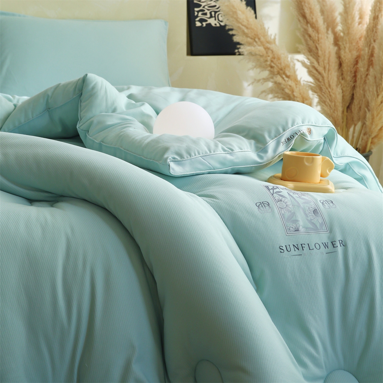 91家纺网 家纺一手货源 找家纺 梵克保罗 2025秋冬新品10A抗菌立体单人被双人被春秋被子被芯外贸-金阙朝岚 金阙朝岚-绿色