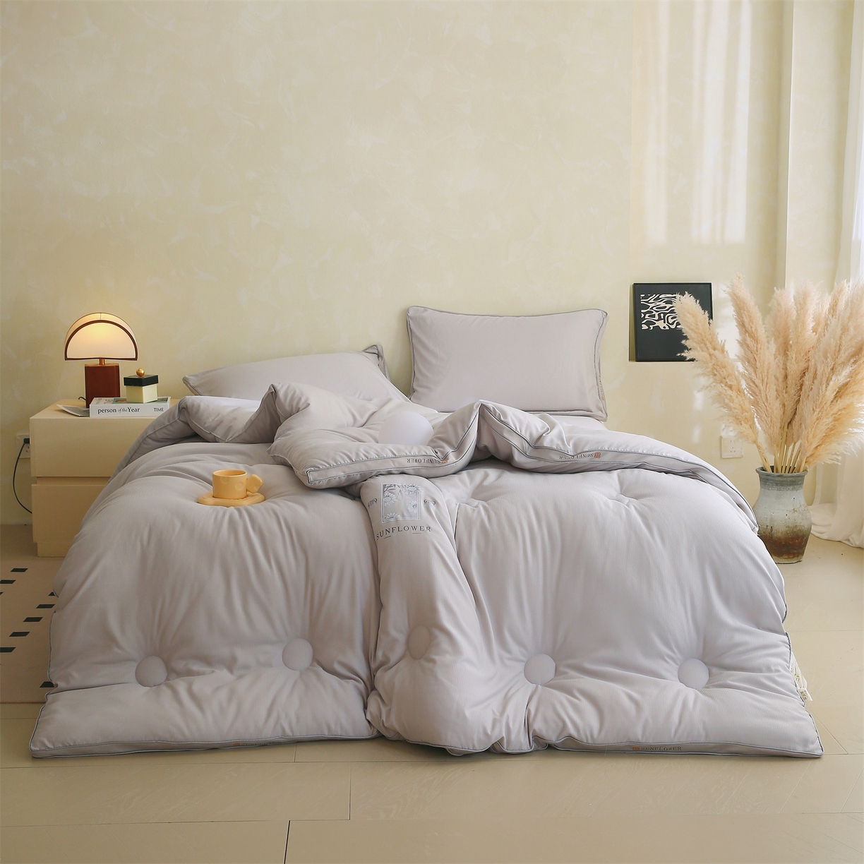 91家纺网 家纺一手货源 找家纺 梵克保罗 2025秋冬新品10A抗菌立体单人被双人被春秋被子被芯外贸-金阙朝岚 金阙朝岚-灰色