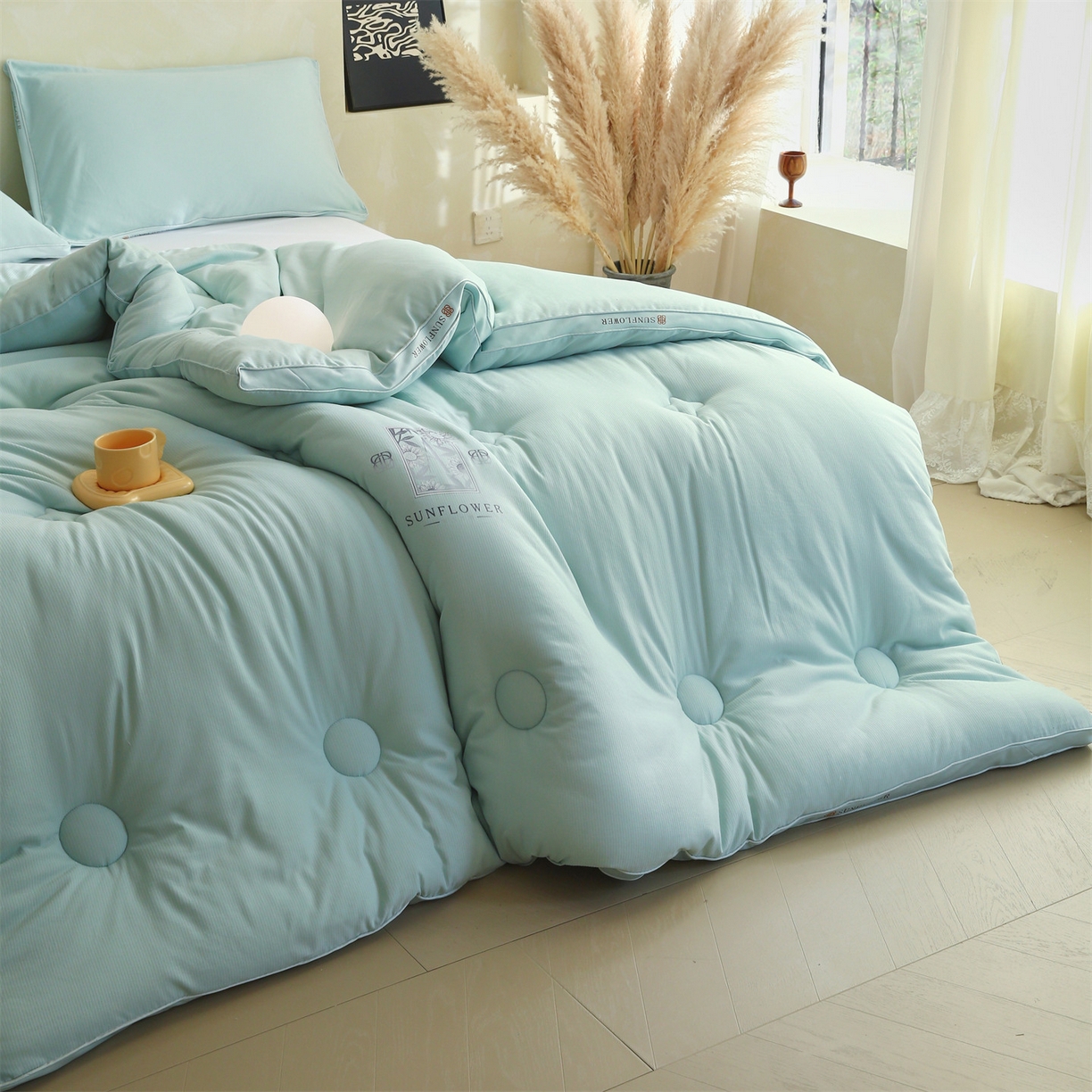 91家纺网 家纺一手货源 找家纺 梵克保罗 2025秋冬新品10A抗菌立体单人被双人被春秋被子被芯外贸-金阙朝岚 金阙朝岚-绿色