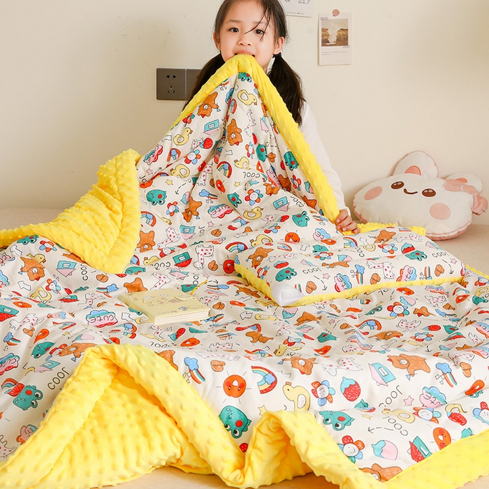 91家纺网 家纺一手货源 找家纺 十九色 2025秋冬新款全棉豆豆被春秋被被子被芯 彩虹乐园