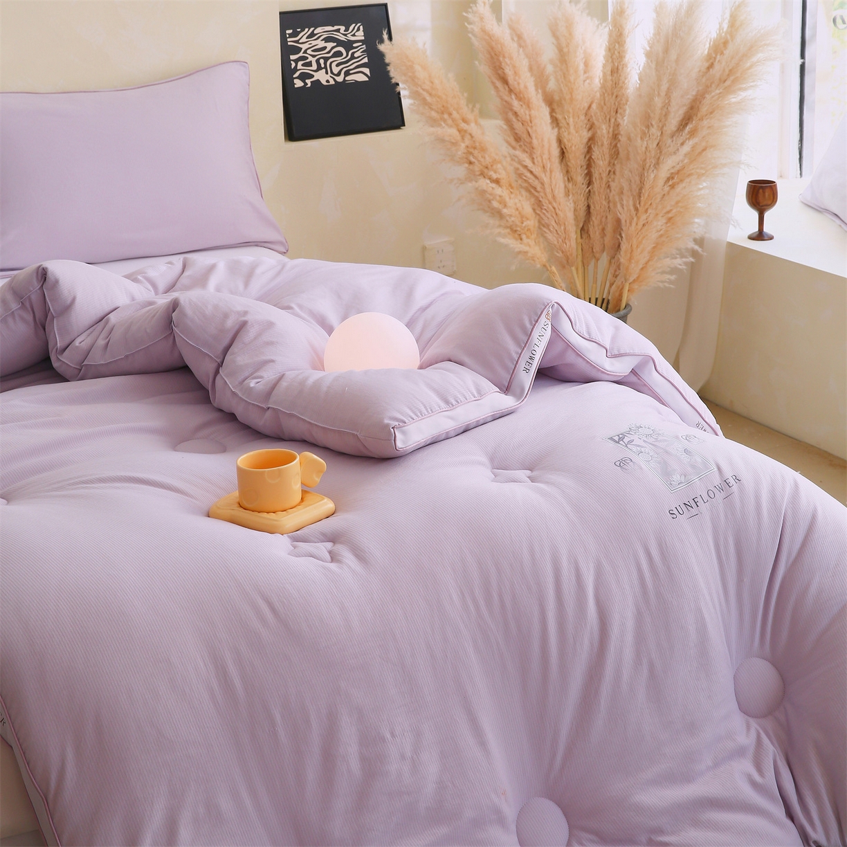 91家纺网 家纺一手货源 找家纺 梵克保罗 2025秋冬新品10A抗菌立体单人被双人被春秋被子被芯外贸-金阙朝岚 金阙朝岚-紫色