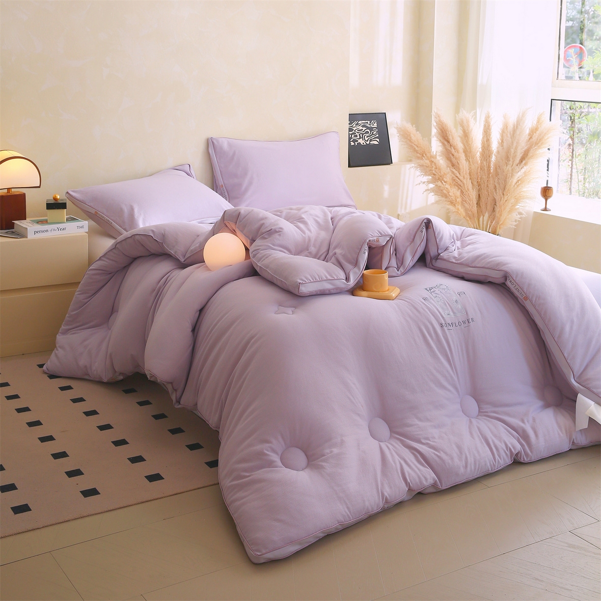 91家纺网 家纺一手货源 找家纺 梵克保罗 2025秋冬新品10A抗菌立体单人被双人被春秋被子被芯外贸-金阙朝岚 金阙朝岚-紫色